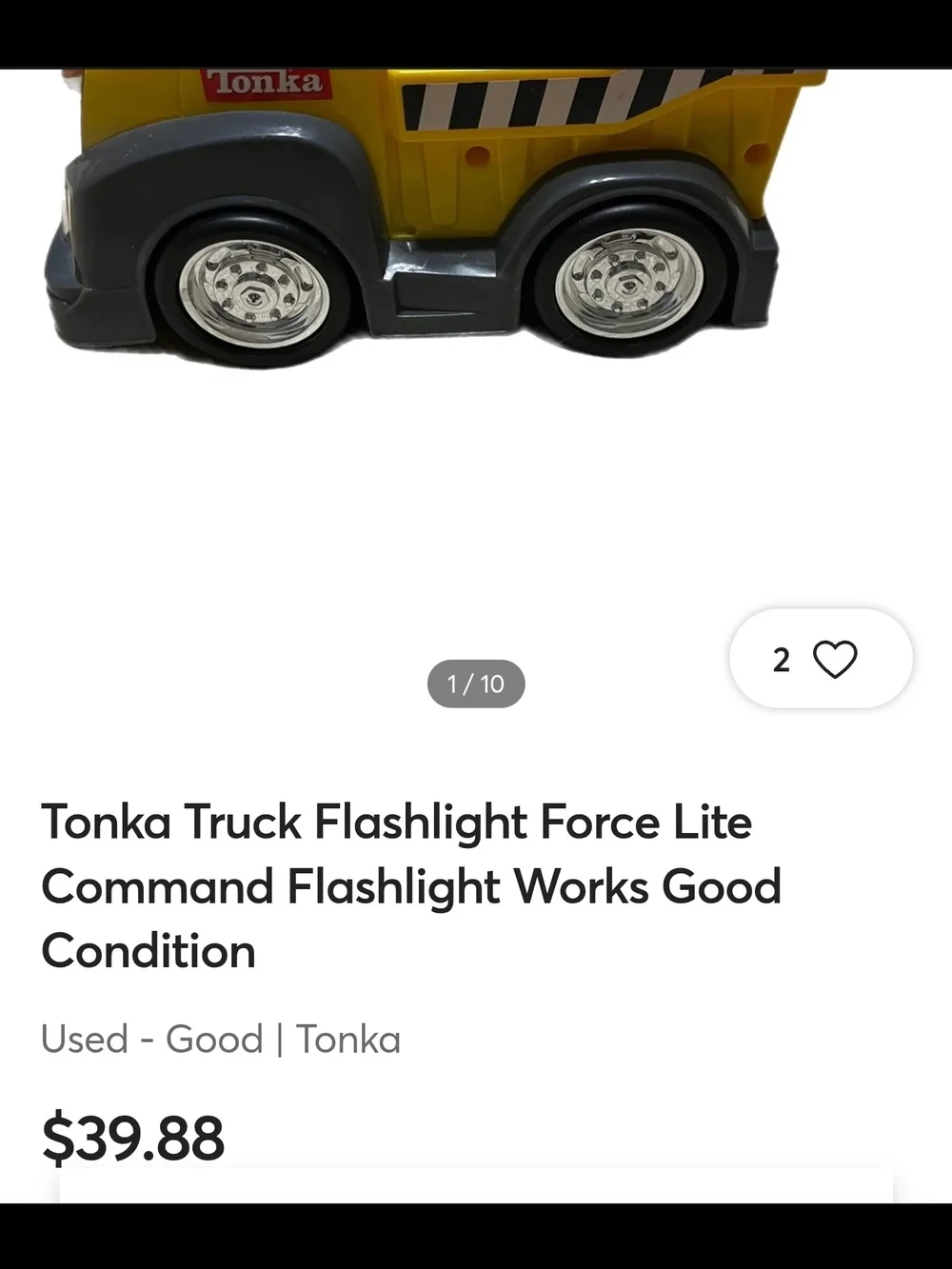 Tonka Yellow and Gray Handle Tow Truck Toy Freshligth Perfect For Trick Or Treat
